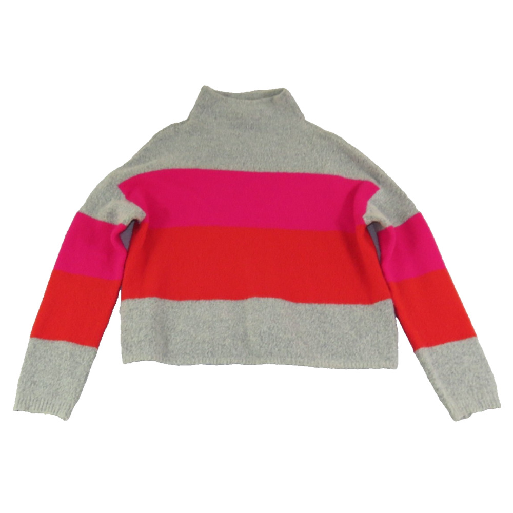 Cliche Wool Blend Mock Neck‎ Stripped Cozy Soft Fine Knit Sweater Women's Size L